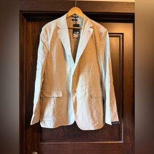 Piombo Men's 44Regular Kahki/Beige Linen Blazer‎